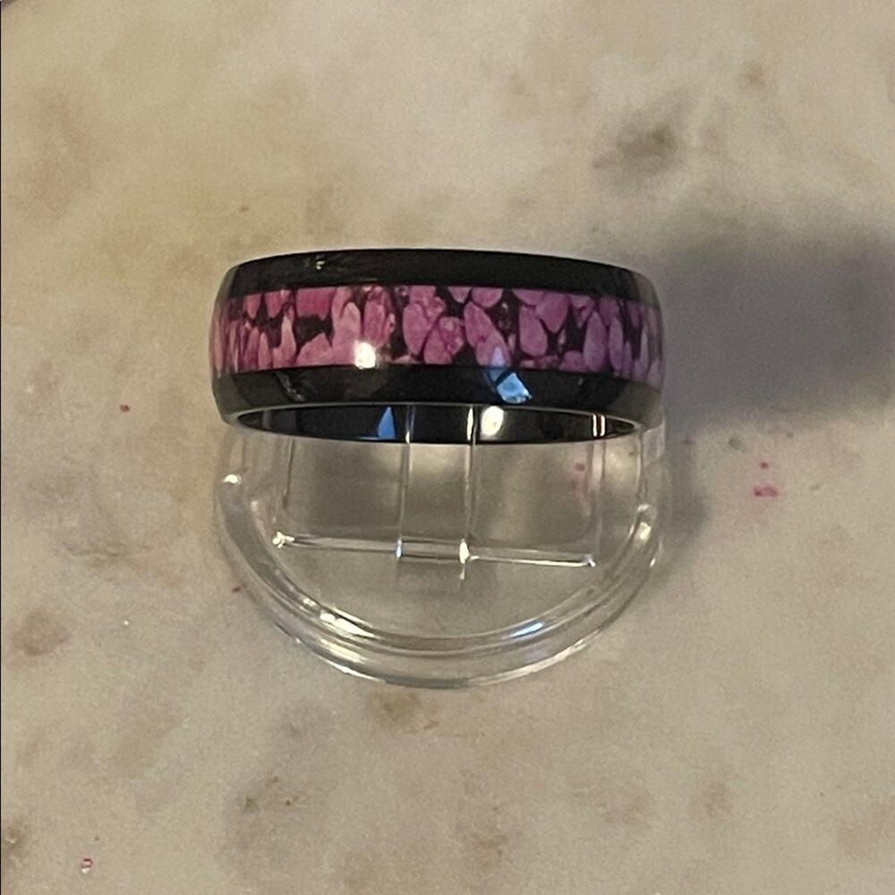 Pink and black Women's / men’s Ring stainless steel 11